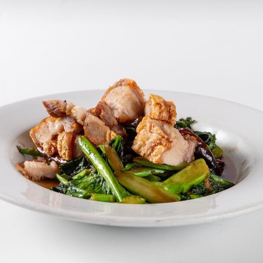 crispy pork belly with chinese broccoli 6